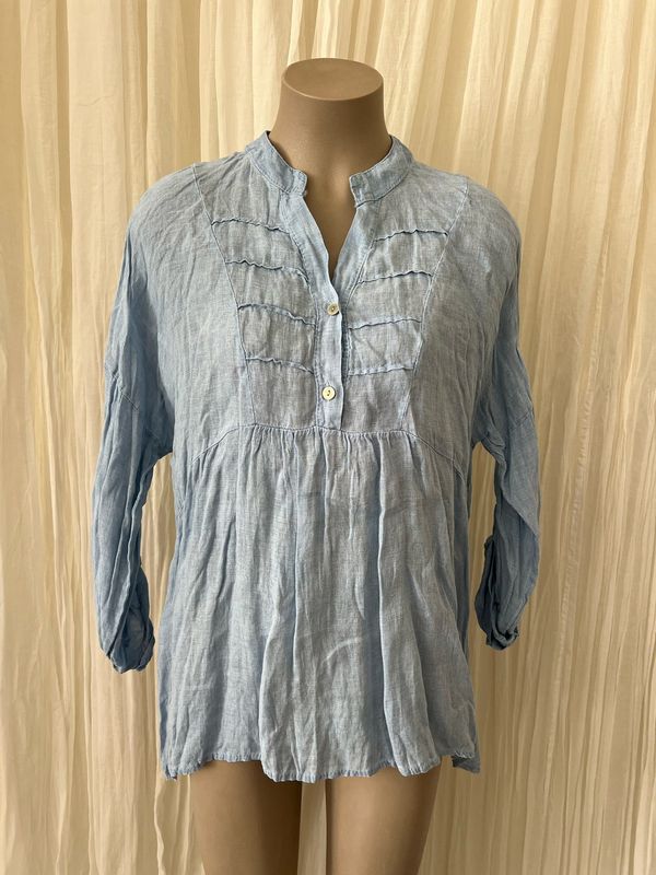 Denim Linen Pleat Top Denim Linen Pleat Top