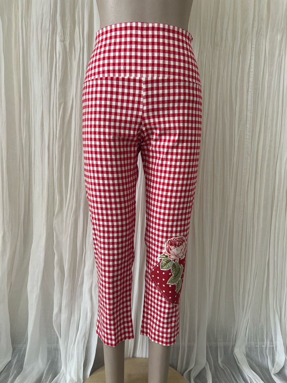 Red Gingham Capri Pants