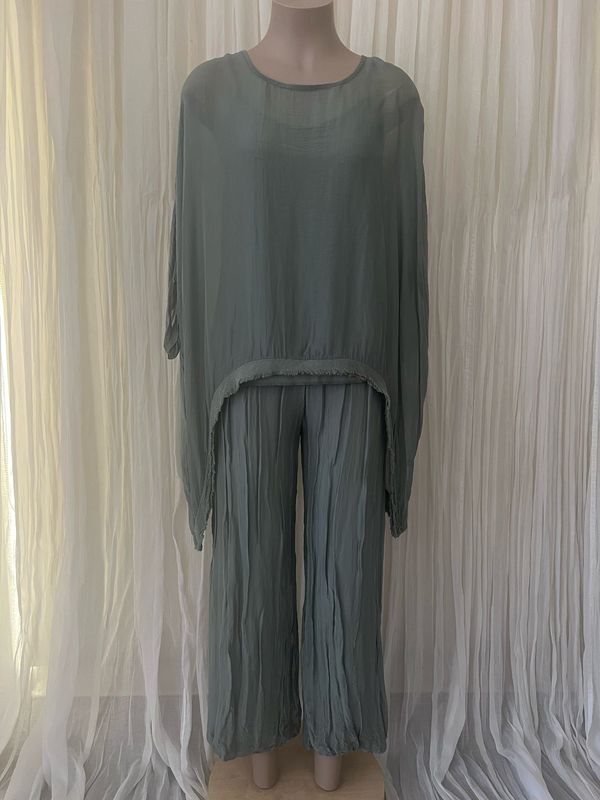 Khaki Silk Batwing Top Khaki Silk Batwing Top