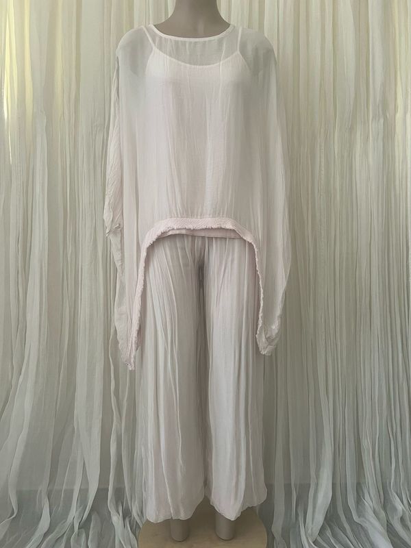 Pink Silk Batwing Top Pink Silk Batwing Top