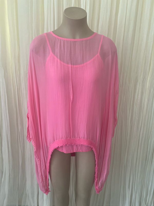 Fuchsia Silk Batwing Top Fuchsia Silk Batwing Top