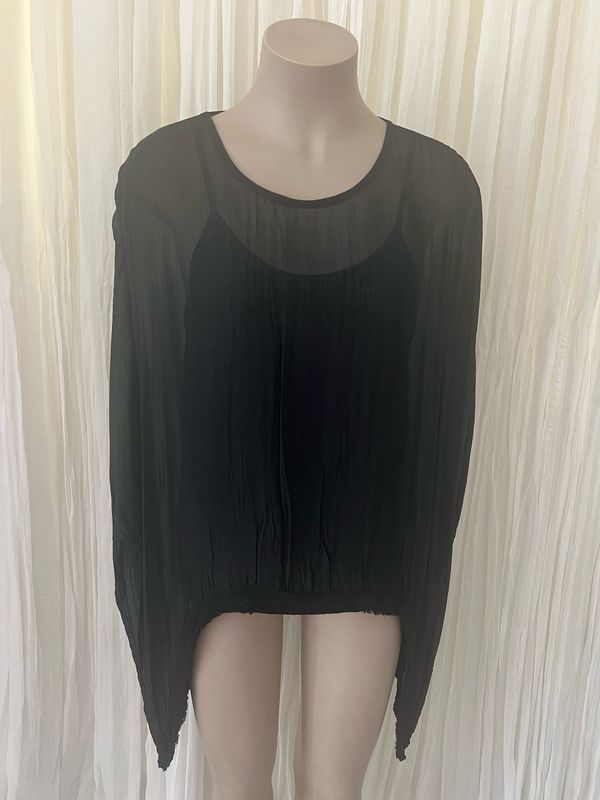 Black Silk Batwing Top Black Silk Batwing Top