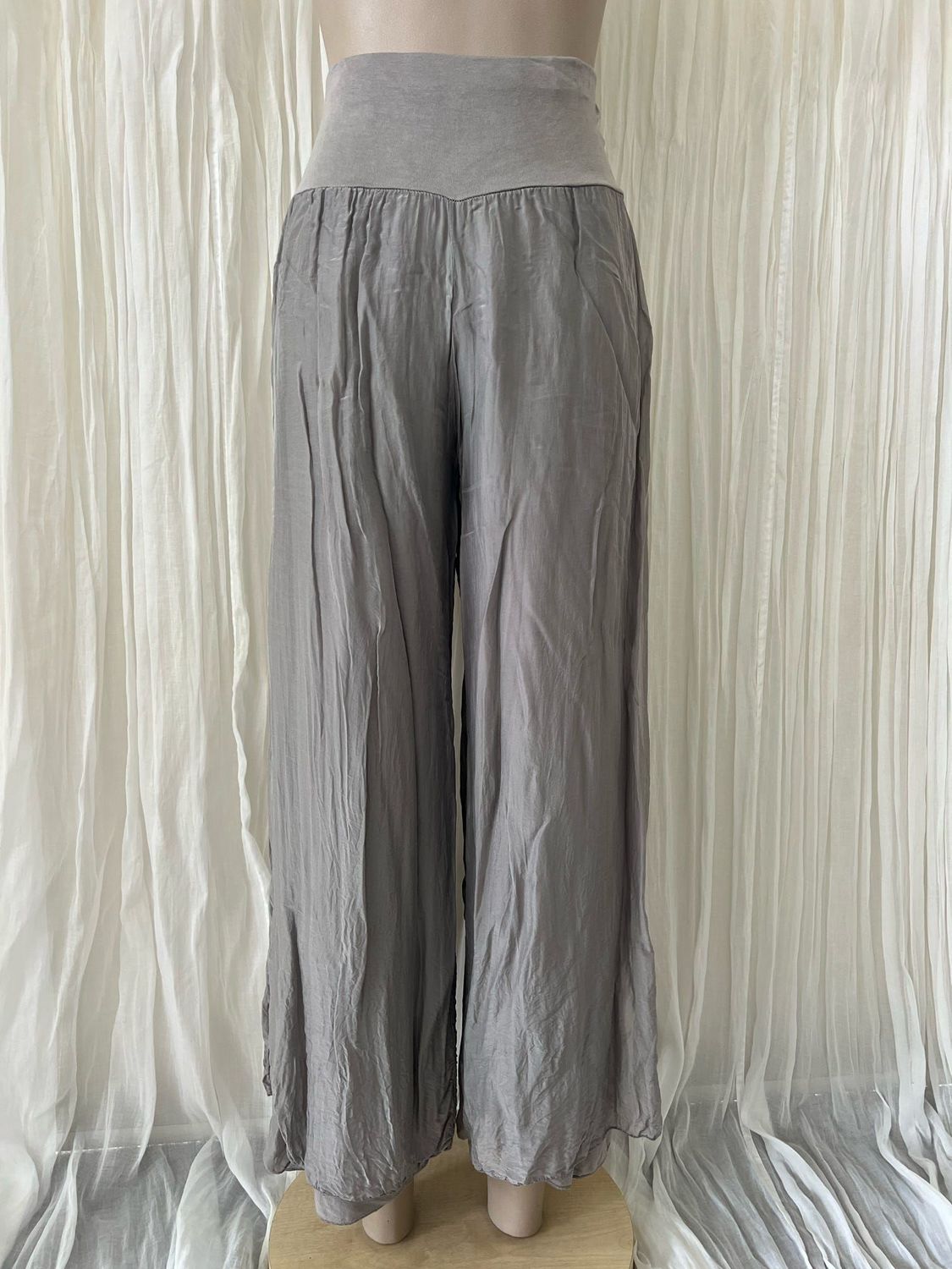 Mocha Silk Lined Wide Leg Pants