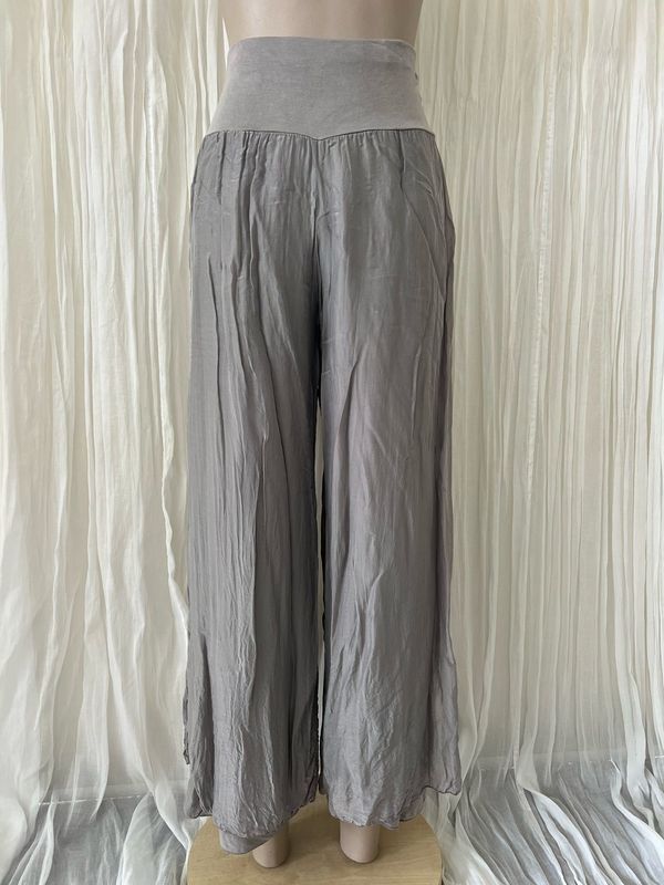 Mocha Silk Lined Wide Leg Pants