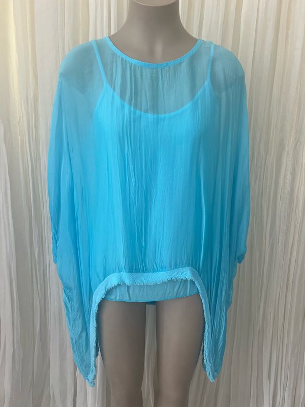 Aqua Silk Batwing Top Aqua Silk Batwing Top