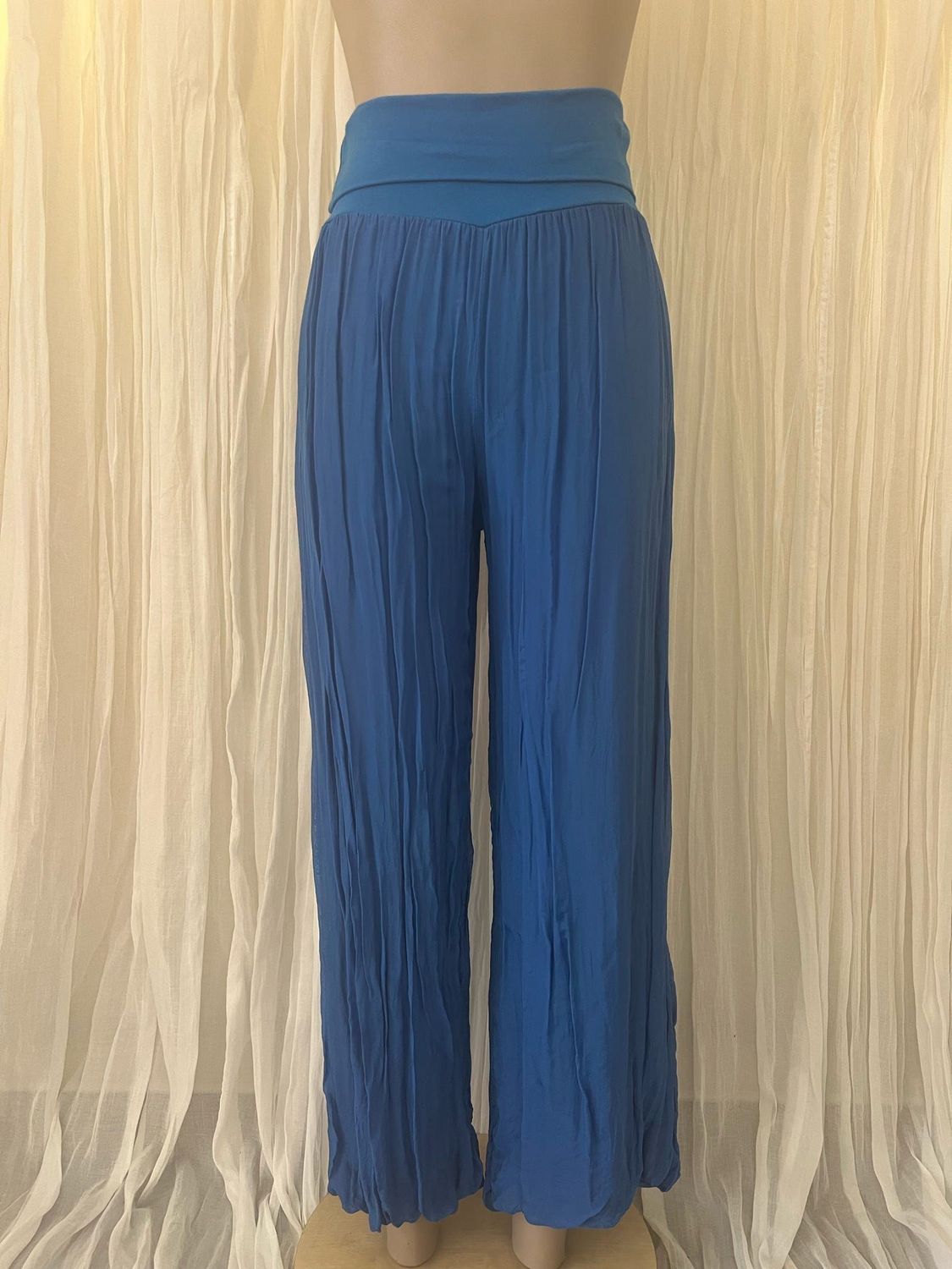 Royal Blue Silk Lined Wide Leg Pants