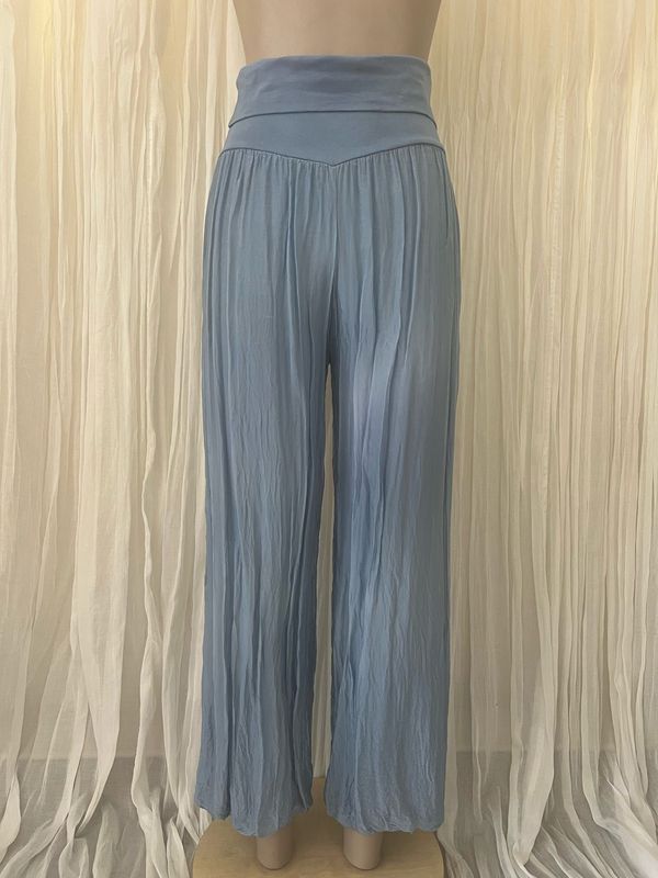 Denim Silk Lined Wide Leg Pants