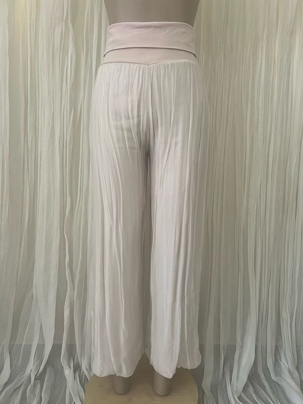 Pink Silk Lined Wide Leg Pants