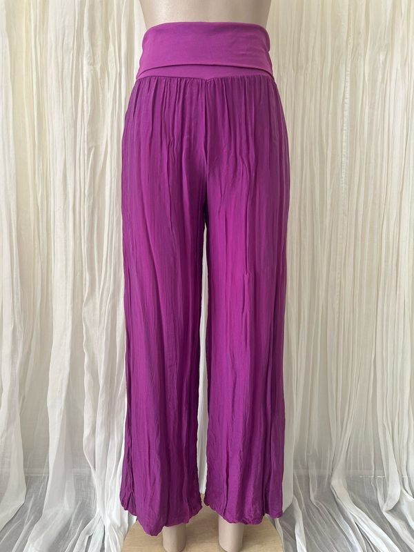 Magenta Silk Lined Wide Leg Pants