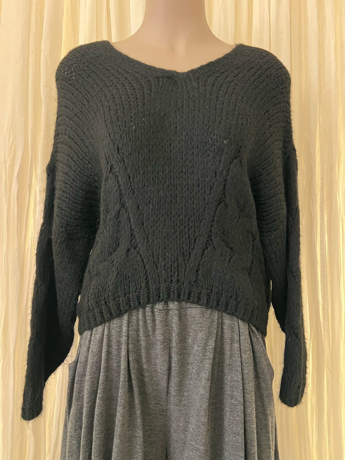 Black Wool Crop Box Jumper Black Wool Crop Box Jumper
