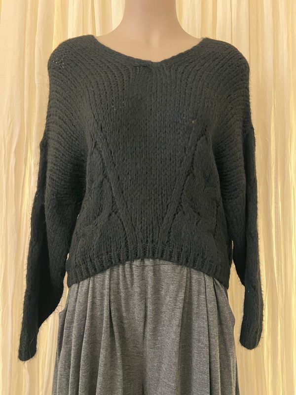 Black Wool Crop Box Jumper Black Wool Crop Box Jumper