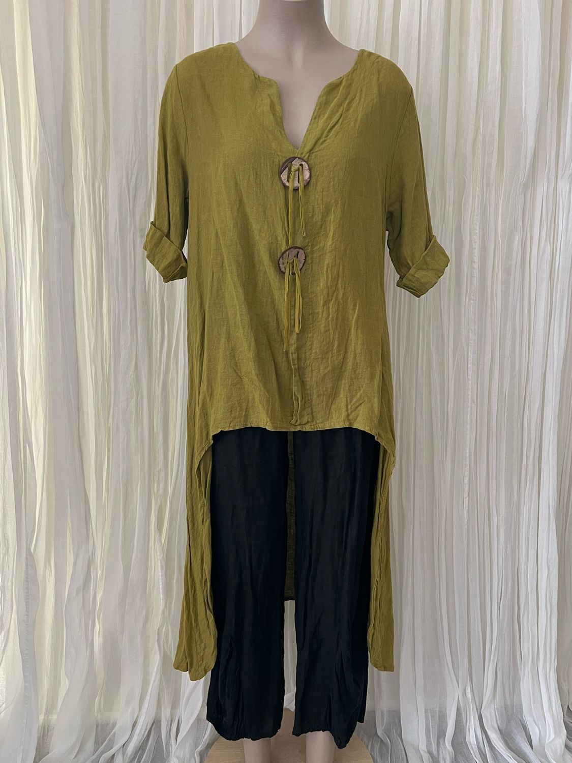 Olive Linen Overdress/Top