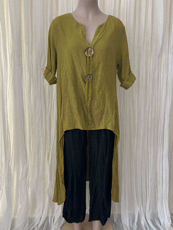 Olive Linen Overdress/Top