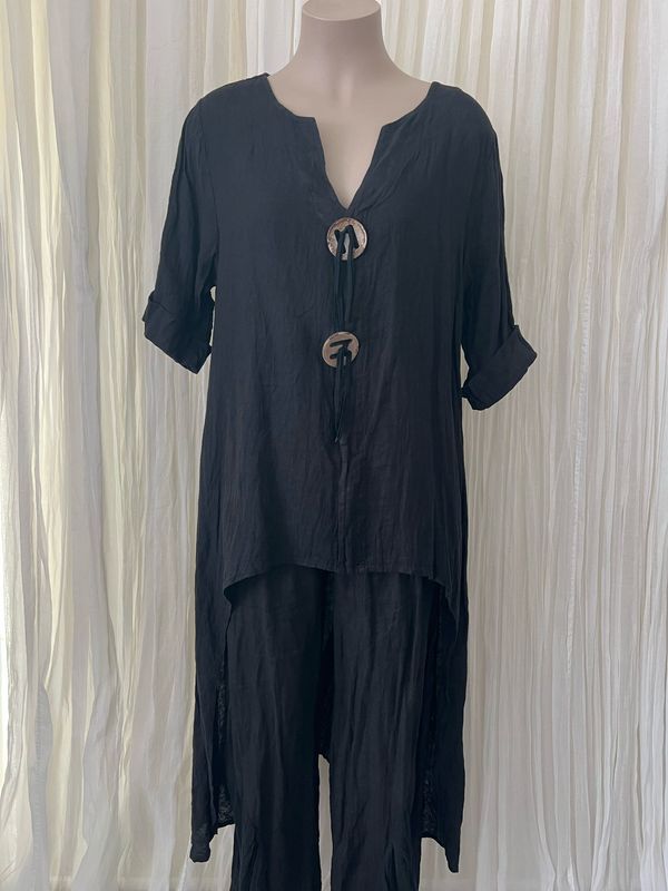 Black Linen Overdress/Top