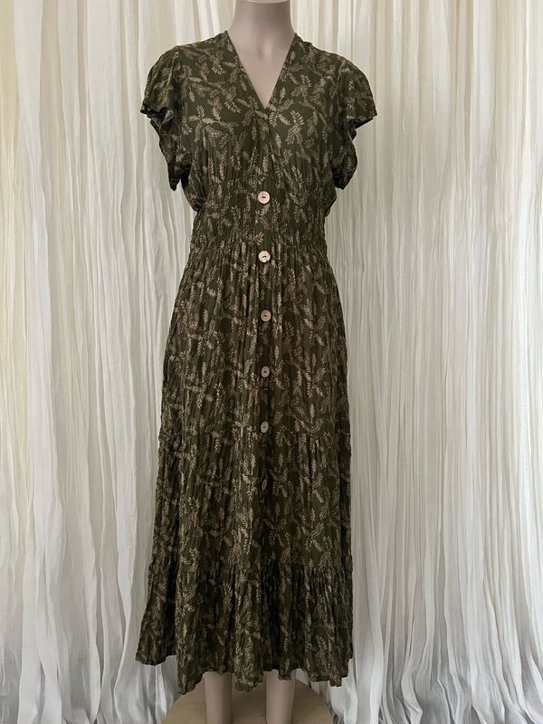Green Maxi Layered Button Down Dress Green Maxi Layered Button Down Dress