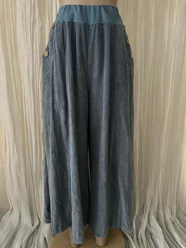 Denim Corduroy Wide Leg Culottes Denim Corduroy Wide Leg Culottes