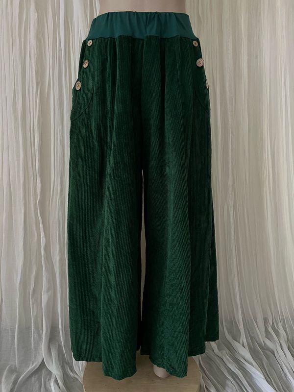 Bottle Green Corduroy Wide Leg Culottes Bottle Green Corduroy Wide Leg Culottes