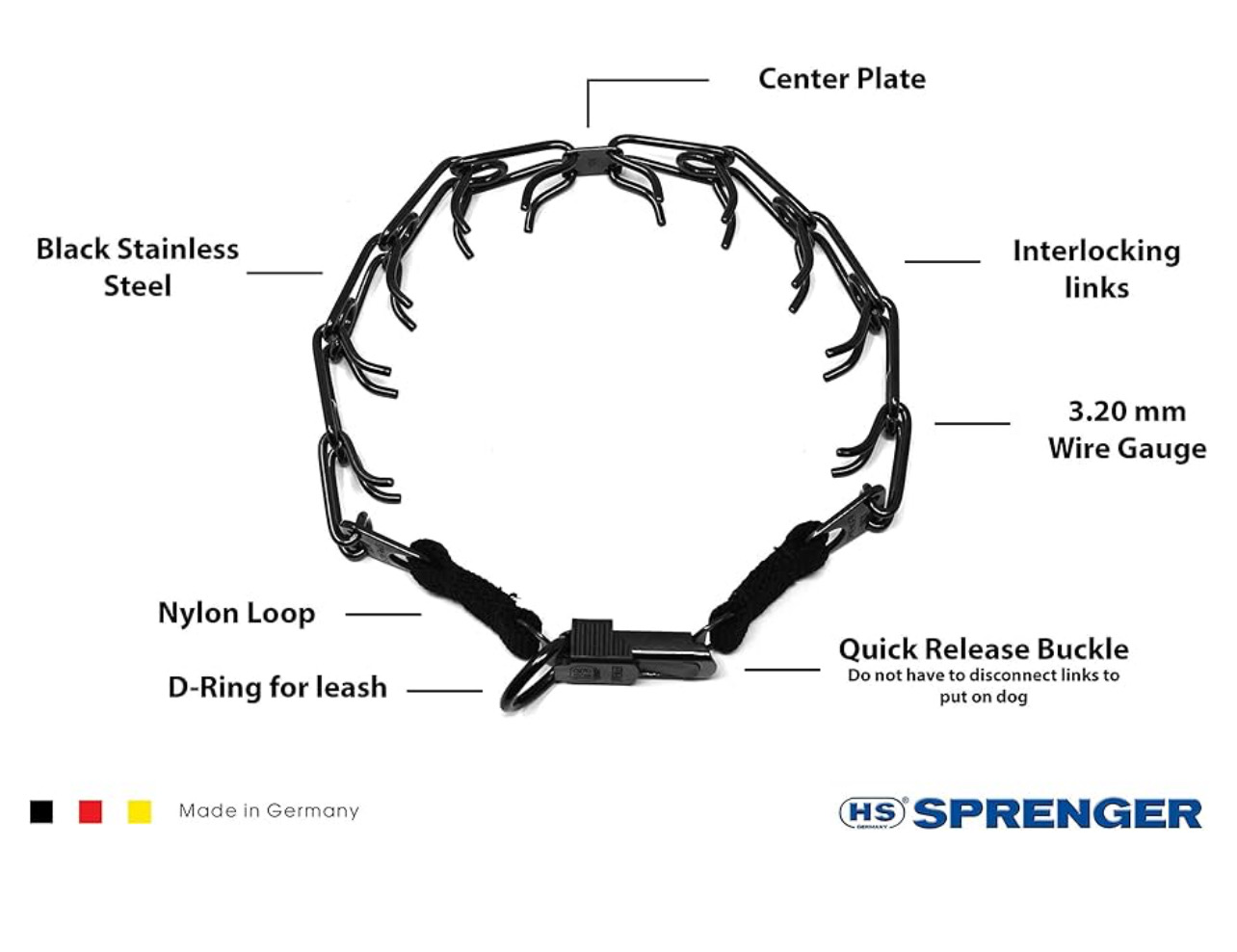 Herm Sprenger Ultra Plus 3.2mm Prong Collar With ClicLock Herm Sprenger Ultra Plus 3.2mm Prong Collar With ClicLock