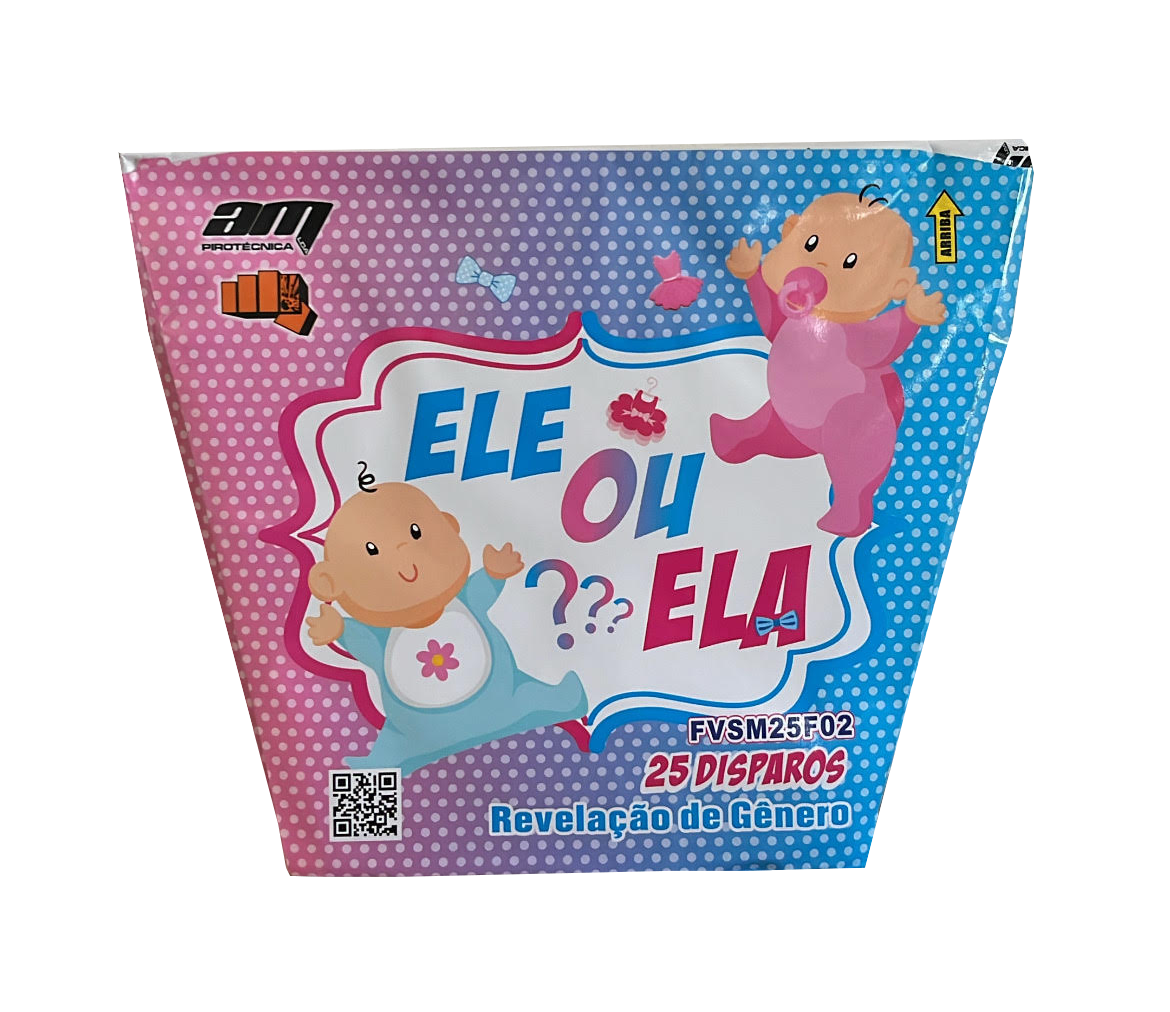 Bateria 25 Disparos Fumo Rosa em Leque