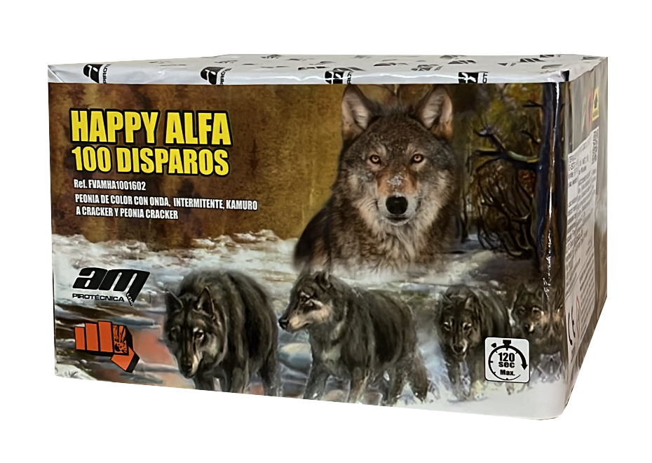 Bateria Happy Alfa 100 efeitos 16mm multicolores Bateria Happy Alfa 100 efeitos 16mm multicolores