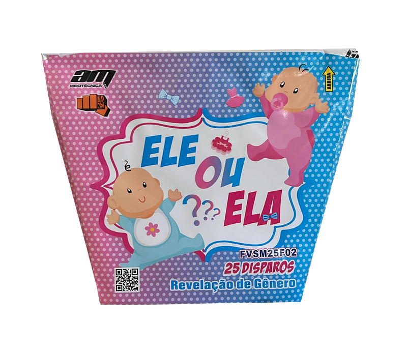 Bateria 25 Disparos Fumo Rosa em Leque