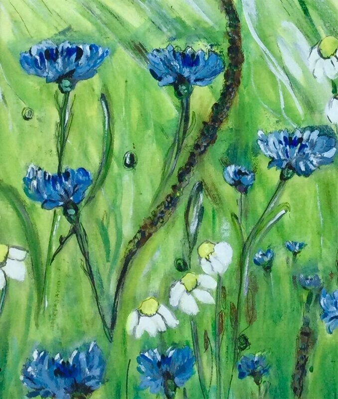 "Cornflower Meadow" Mounted Art print