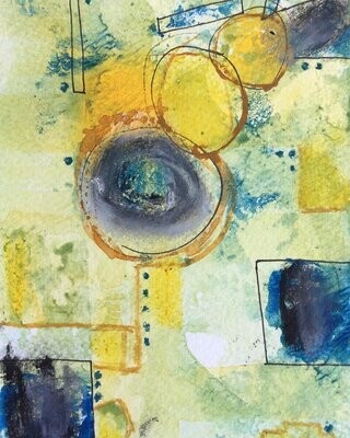"Abstract Yellow Circles" Mounted Art print