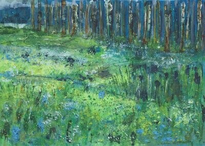 "Spring Meadow Walk" Mounted Print of Abstract
