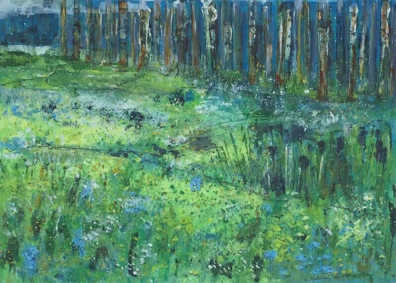 "Spring Meadow Walk" Mounted Large Print of Abstract