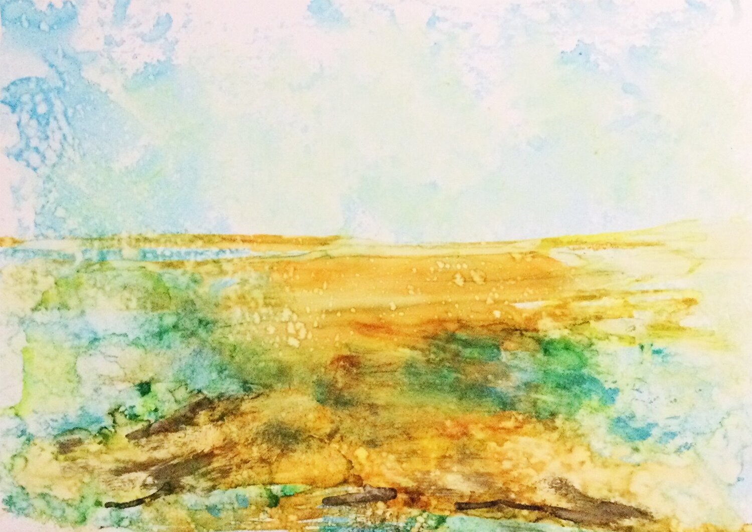 Special Price "Showery Coast" Framed original alcoholic Ink