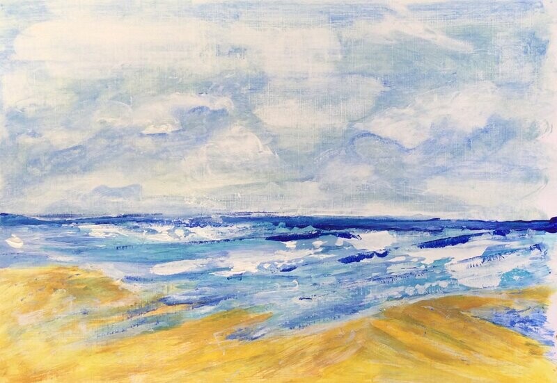 "White Crested Waves" Print of original Watercolour and Acrylic