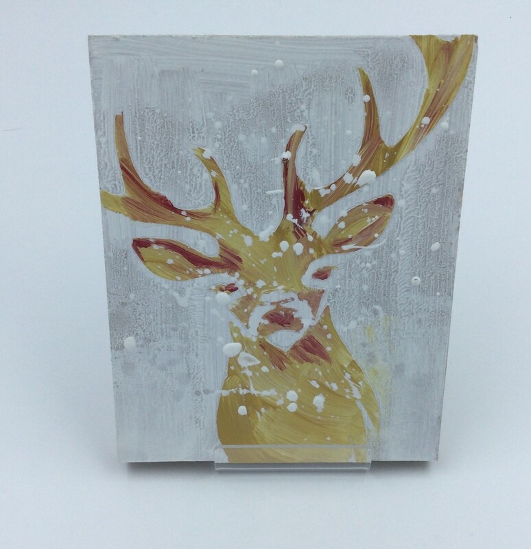 Christmas Hand painted  Decoration Stag Christmas Hand painted  Decoration Stag