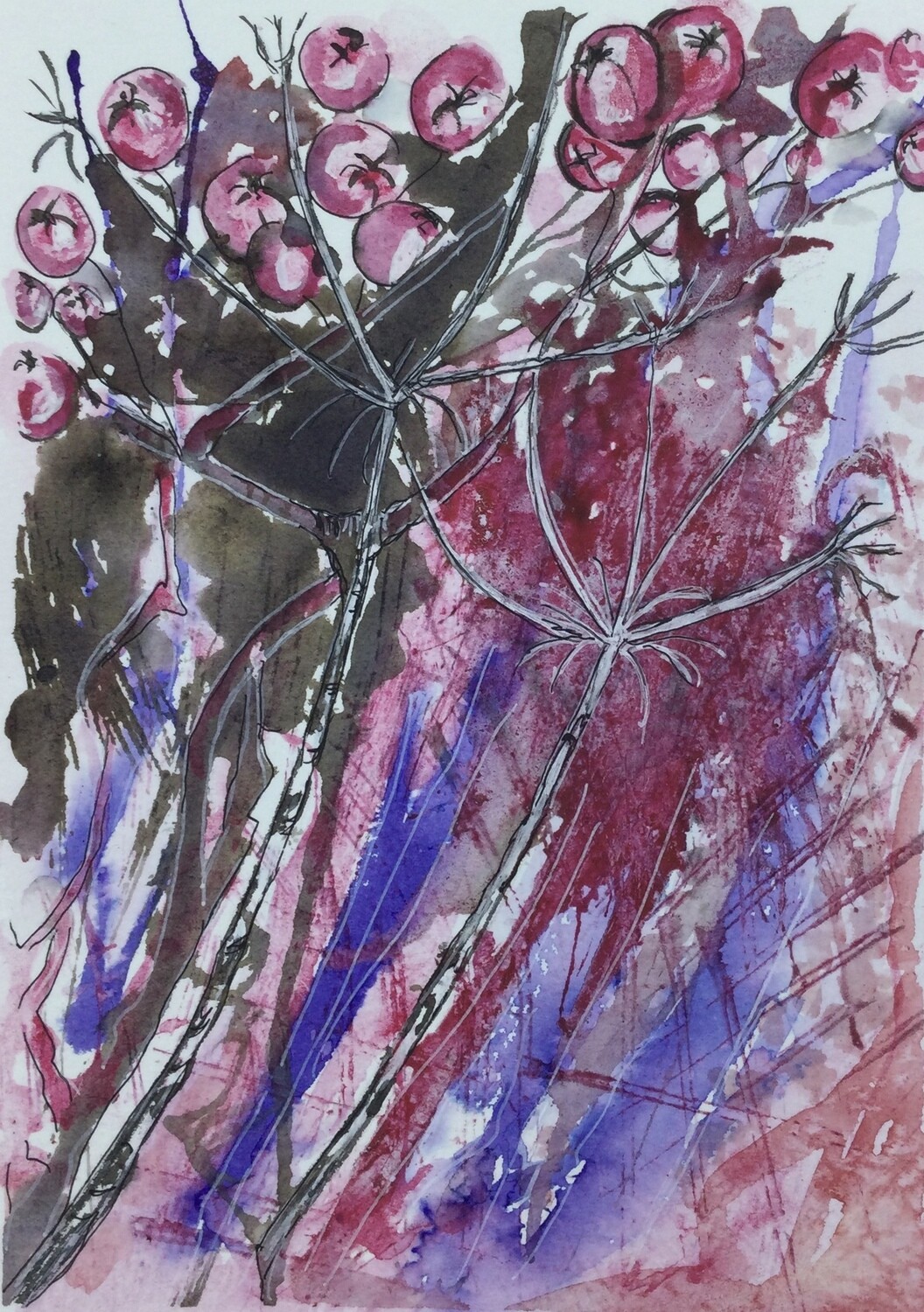 Christmas Berries large Mounted print