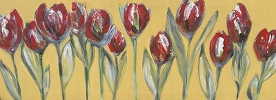 "A Regiment of Red Tulips " Abstract on Canvas