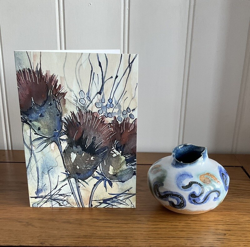 Card Set  "Thistles in Blue "(3)