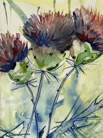 Large Framed Print of "Green Thistles"