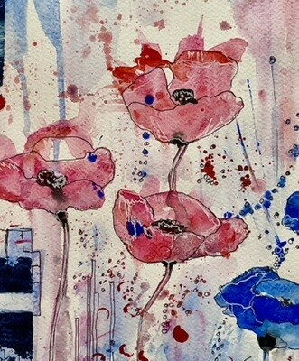 Print of Abstract "Red poppies"
