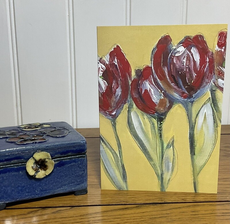 New 3 Card Set "Red Tulips Standing"