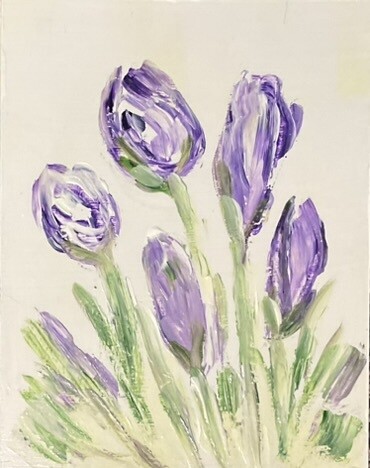 Special Price "Spring Crocuses" Hand painted on Wood