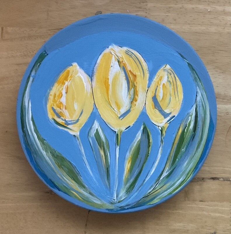 Mothers Day "Crocus Plaque" Hand painted on Wood