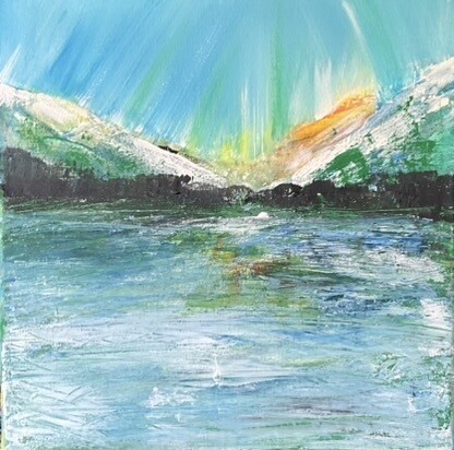Special price "Aurora by the Loch"" Abstract on canvas