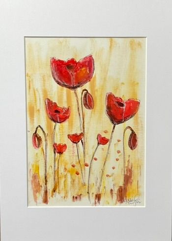 "Field Poppies in Red" Oil original