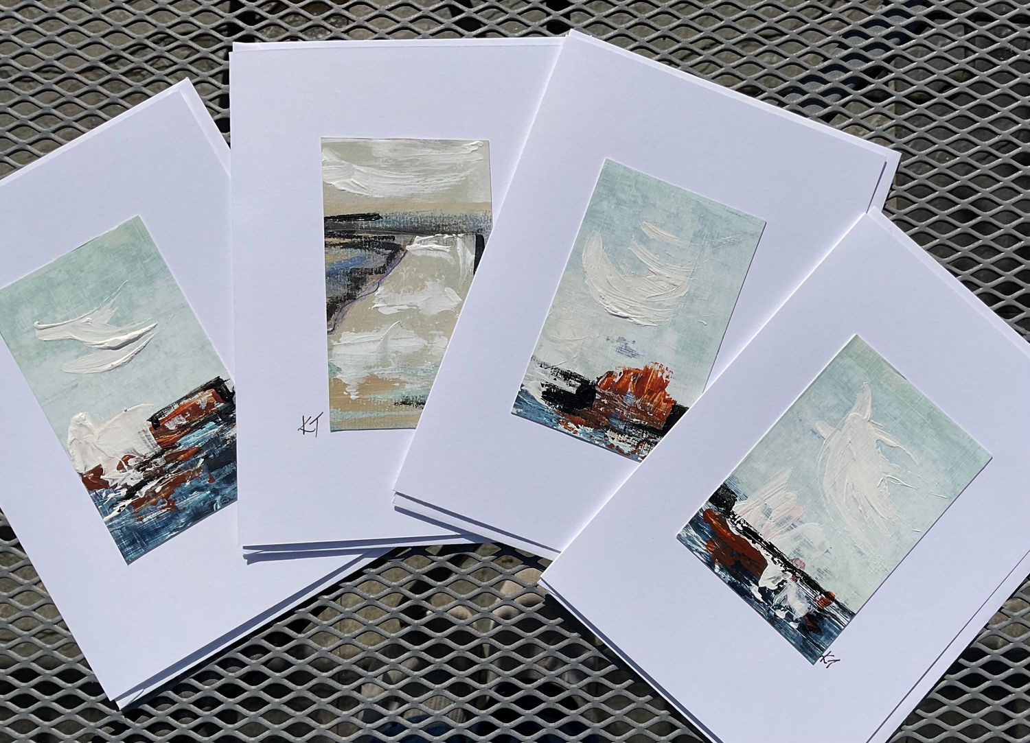 New Hand painted card Set(4)