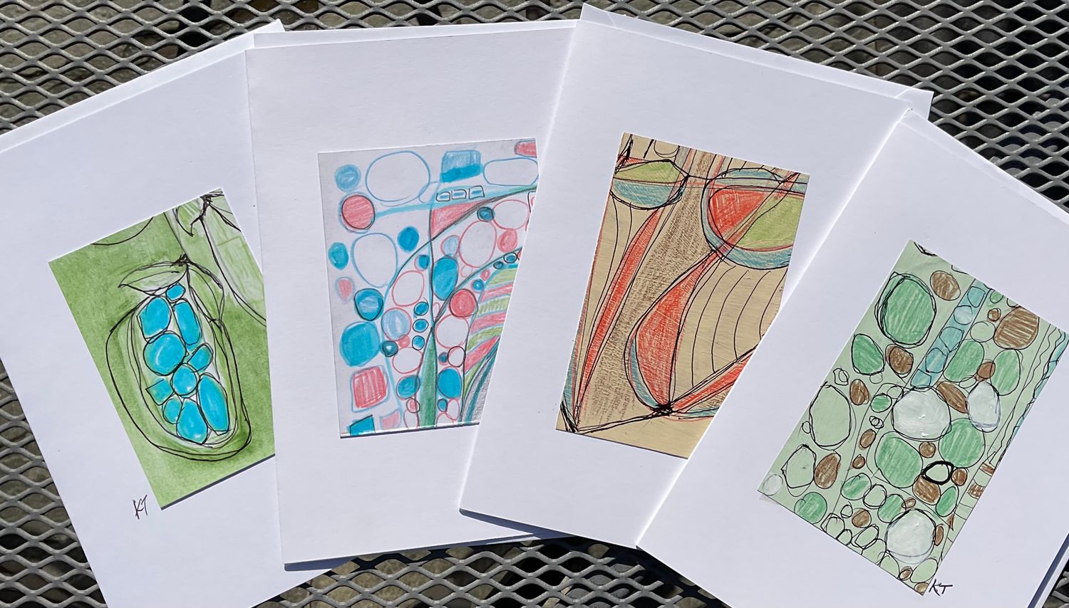 New Hand painted card set(4)