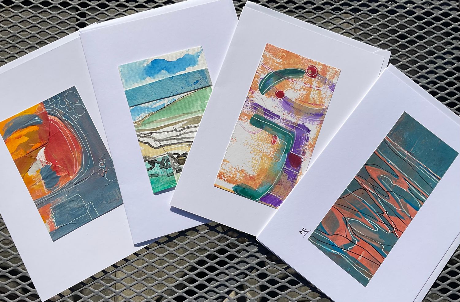 New Hand painted card set (4)