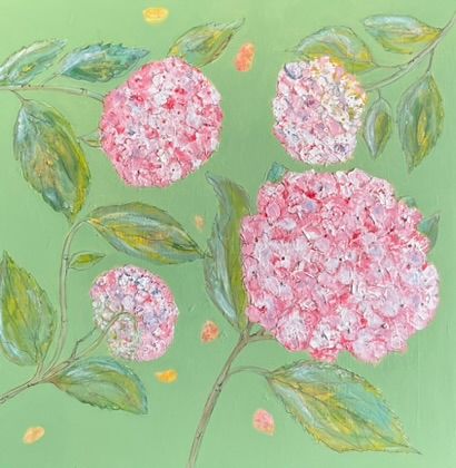 Original Original "Garden Pink Hydrangeas "