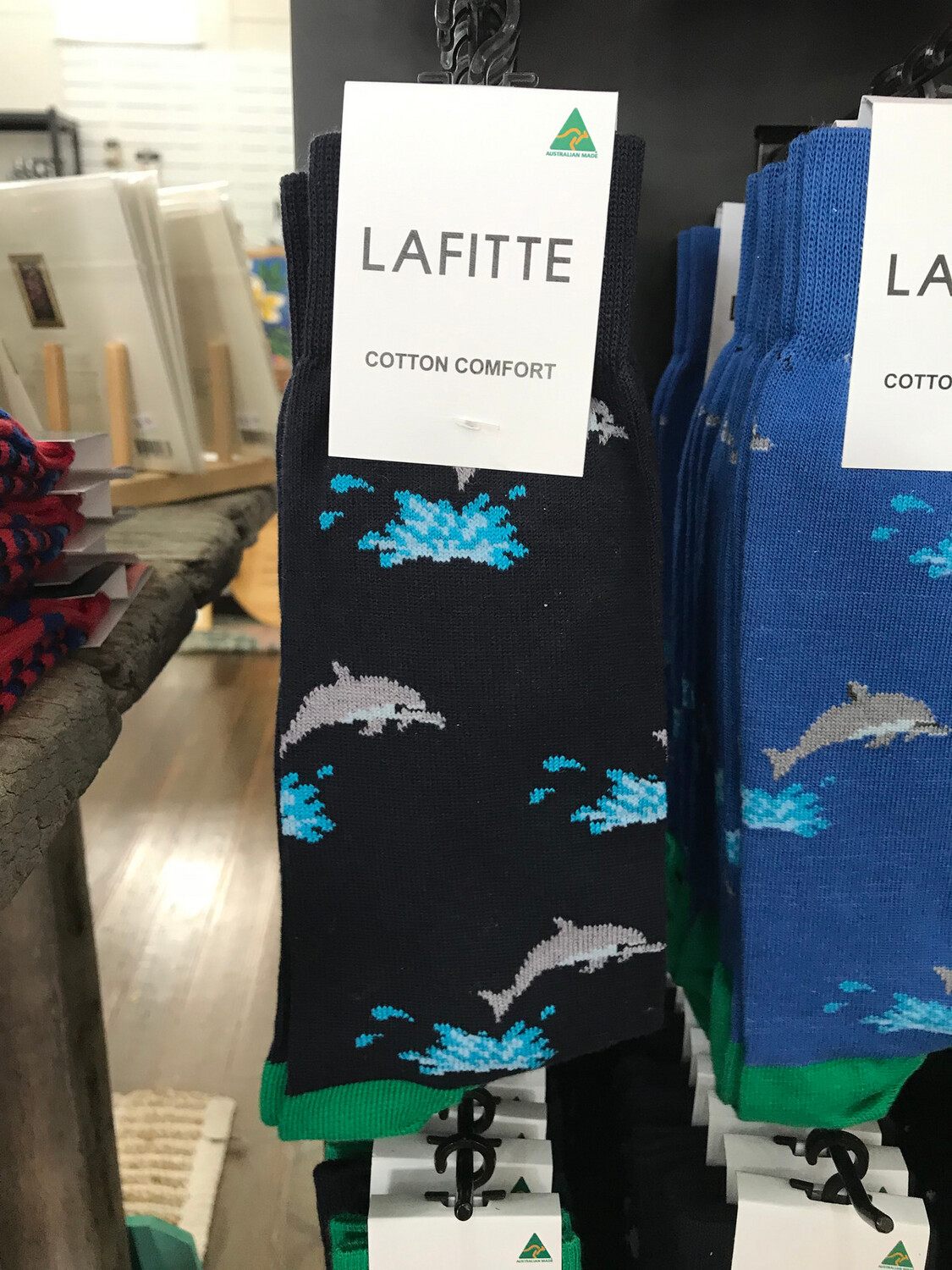 Lafitte - Blue DOLPHIN Socks, Size: AU WOMENS 2-8