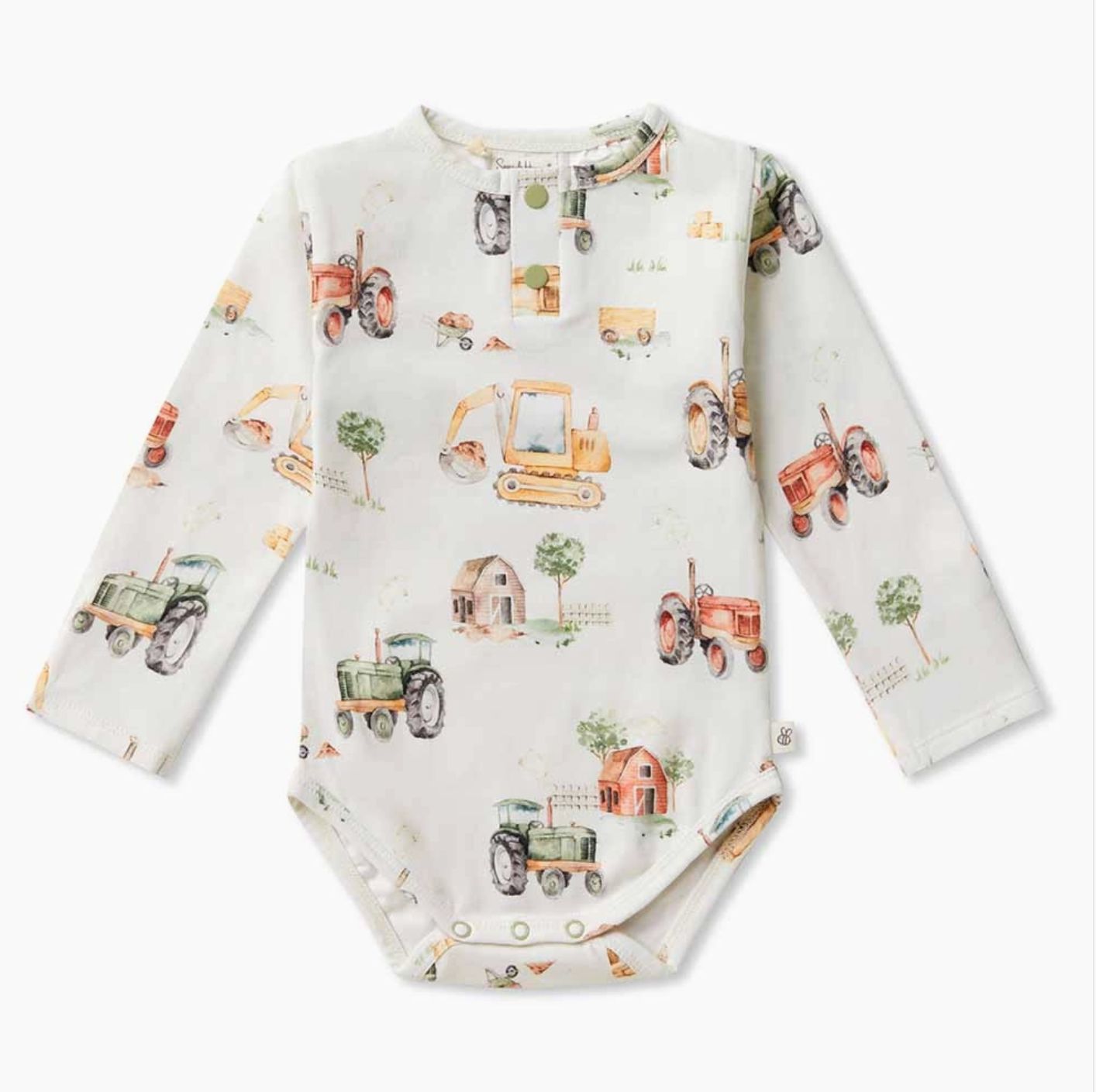 Diggers &amp; Tractors Long Sleeve Organic Bodysuit
