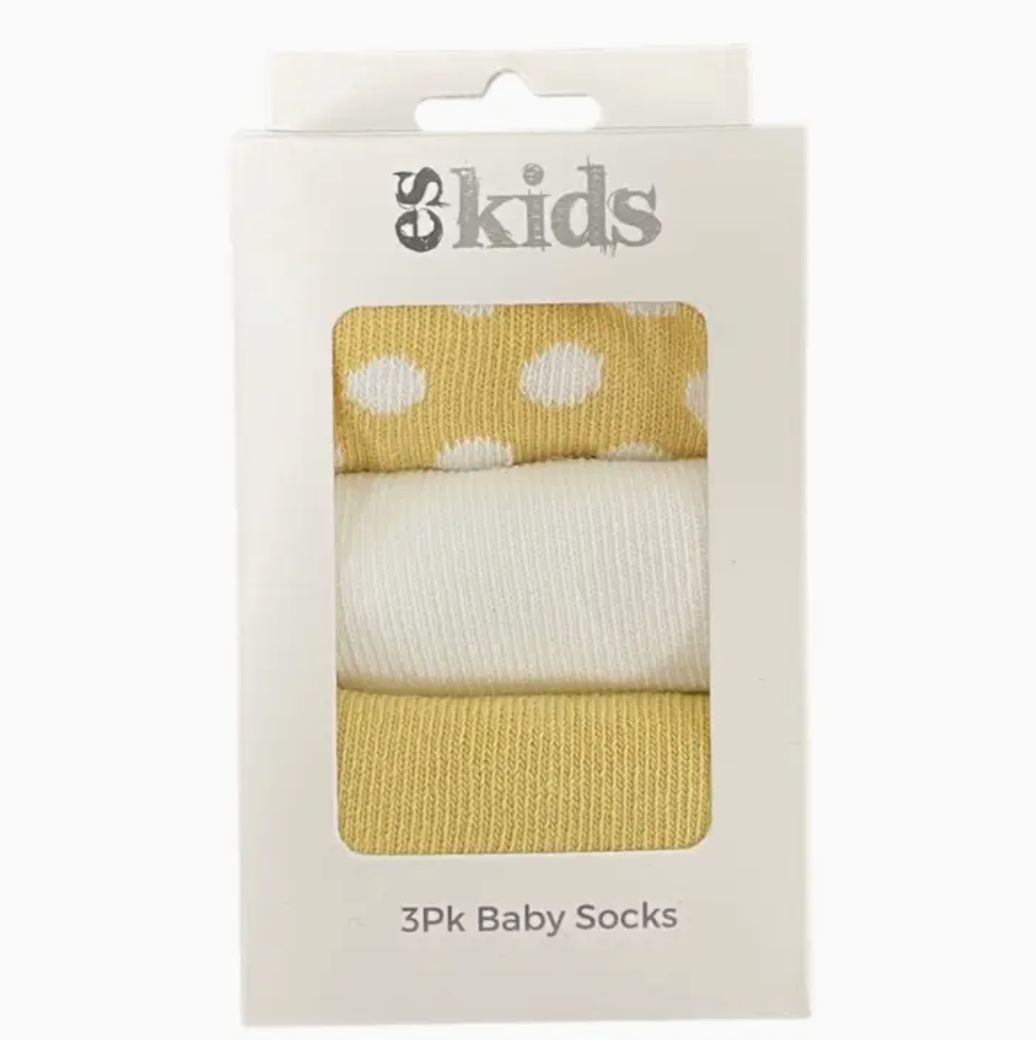 Baby Socks Boxed - 3Pk Mustard Spot