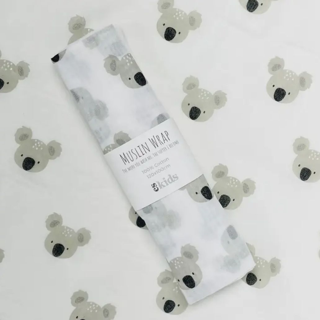Muslin Wrap - Grey Koala